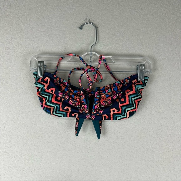 Mara Hoffman Pink Blue Green Chevron Aztec Swimming Swim Bikini Top Size Medium - Picture 1 of 5